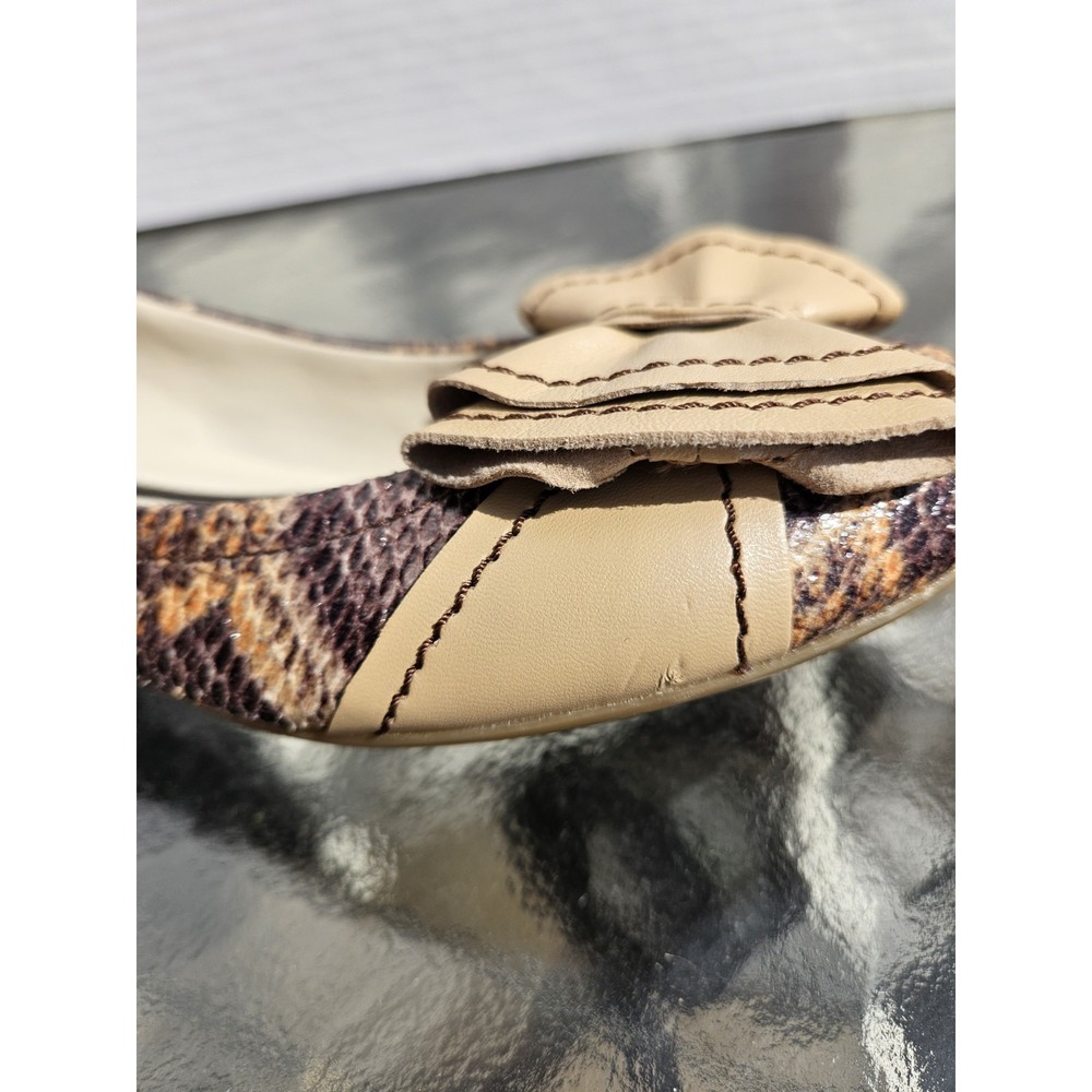 Naturalizer Flats 8W Brown Snakeskin Look Leather Decade Bow N5 Comfort Neutral - Picture 15 of 16